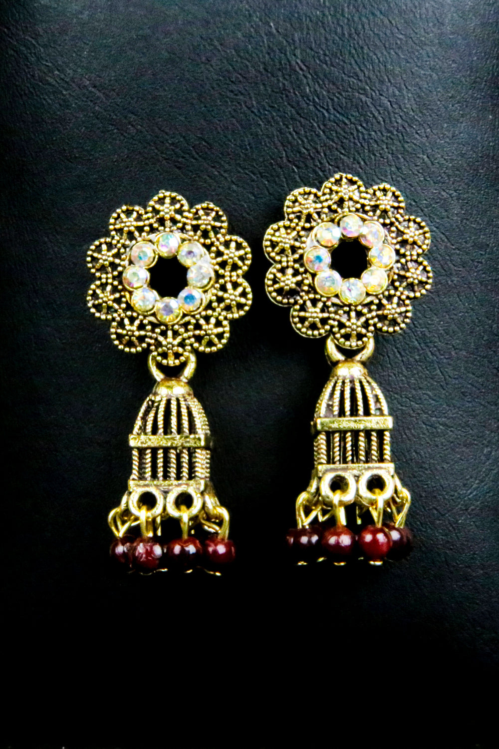 Embroidery Button Jhumka